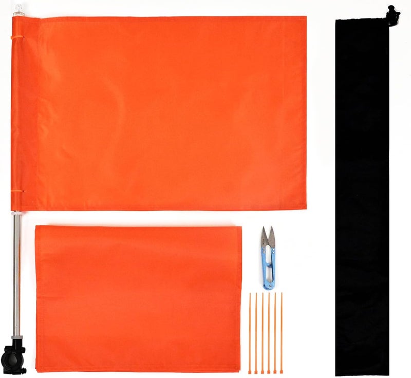 FLAGMESAGE Orange Boat Flag with Replacement Flag, 12” x 18” Water Ski Flag with 52" Retractable Boat pole & Firm Holder, Durable Boating Safety Skier Down Flag for Swimming, Surfing - Image 2